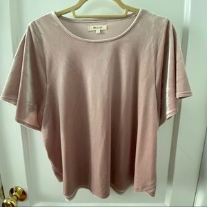 Madewell Pink Velvet Dolman Short Sleeve Top